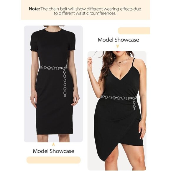 Women\'s Metal Waist Chain Adjustable Layered O-Ring Belt for Dress main image 4